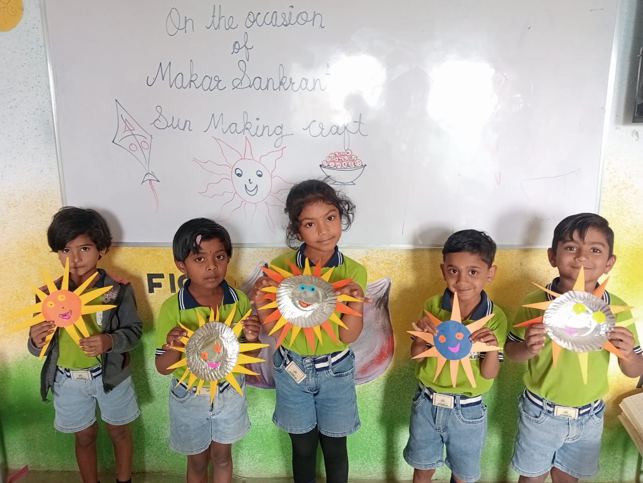 Makar Sankranti kite activity at Avishkar English School, 2024-25