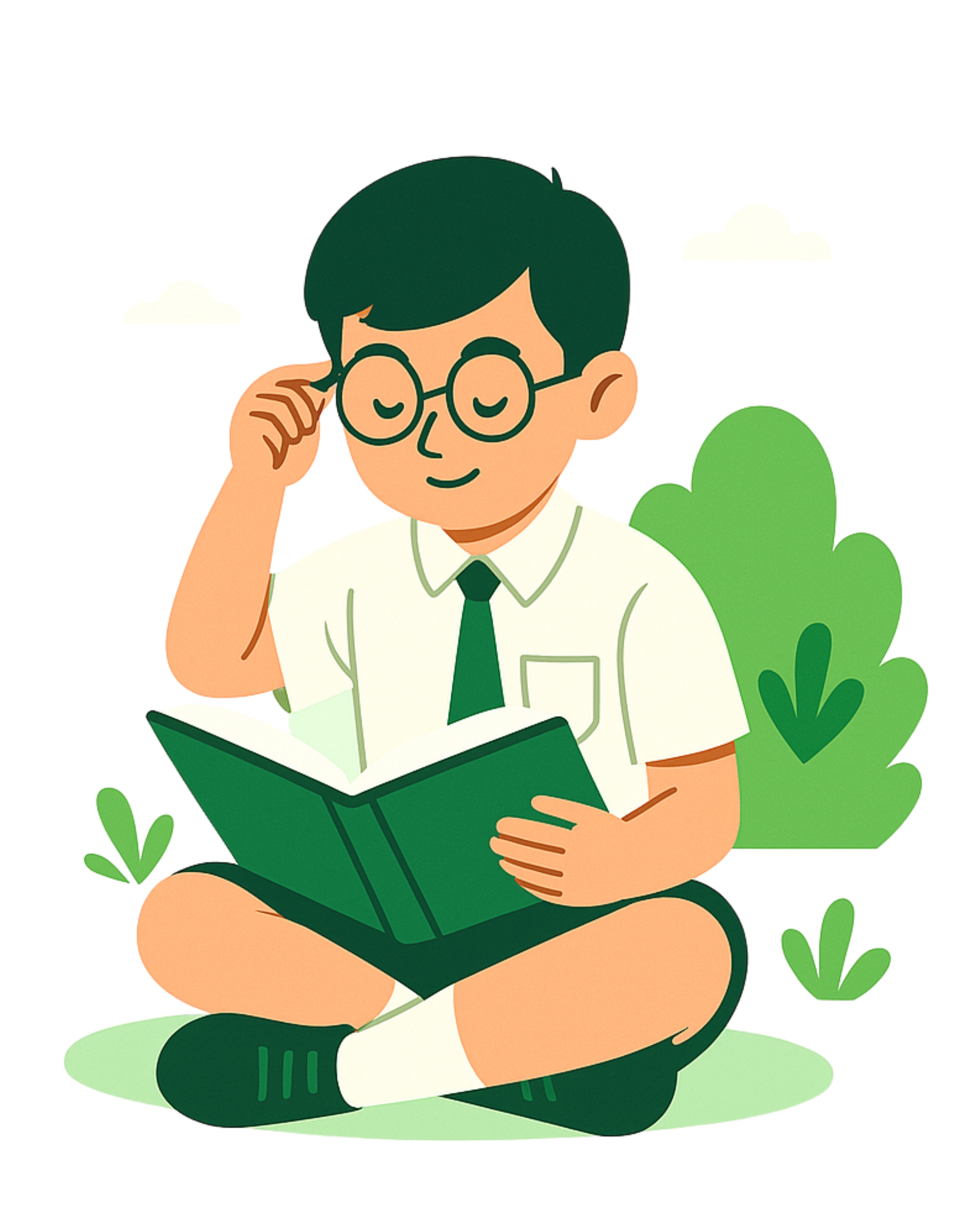 Student reading in the school library